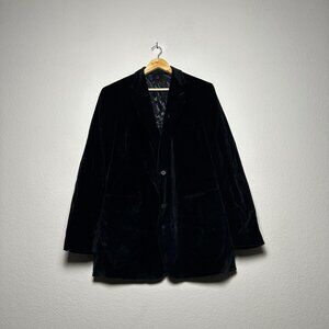 Marc Anthony Classic Velvet Velour Blazer Sport Coat Men 44L Black Preppy Formal